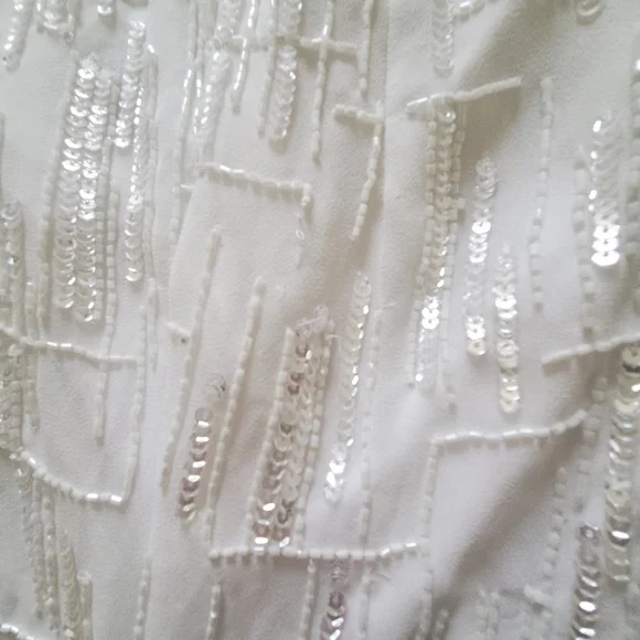 NWT Mac Duggal 93597 White Beaded Sleeveless Midi Sheath Dress -Size 8 - Picture 7 of 12